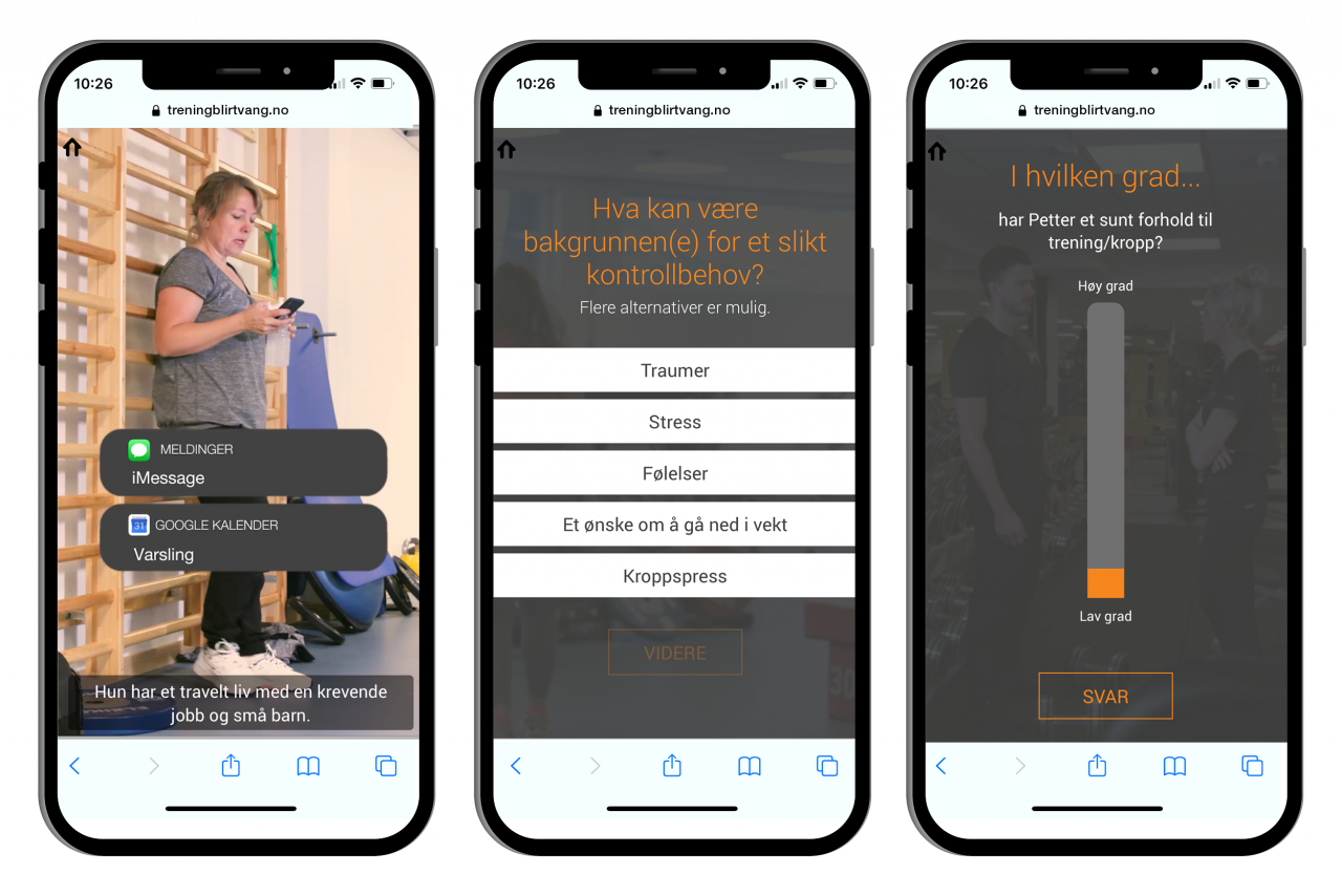 innhold i appen til når trening blir tvang